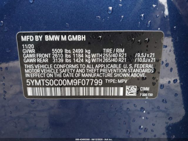 2021 BMW X3 M 5YMTS0C00M9F07799 Photo 8