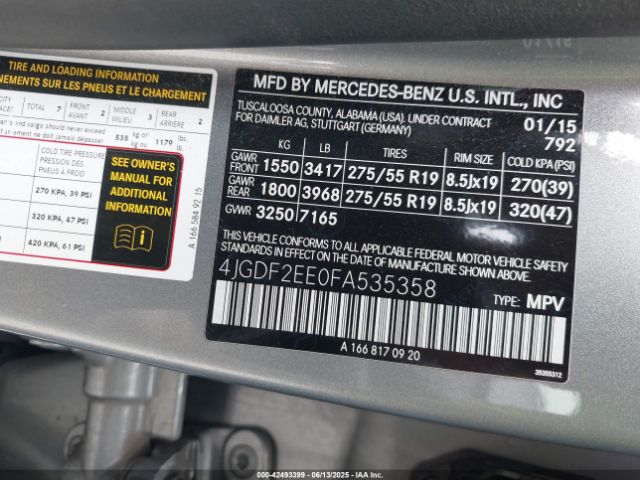 2015 MERCEDES-BENZ GL 350 BLUETEC 4JGDF2EE0FA535358 Photo 8