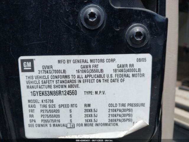 2006 CADILLAC ESCALADE 1GYEK63N86R124560 Photo 8