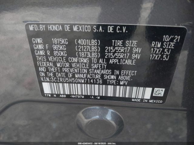 2022 HONDA HR-V 3CZRU5H50NM714136 Photo 8