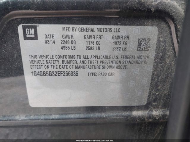 1G4GB5G32EF266335 Buick lfx