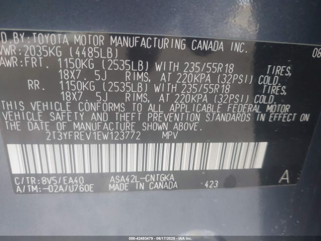 2014 TOYOTA RAV4 2T3YFREV1EW123772 Photo 8