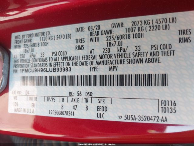 2020 FORD ESCAPE 1FMCU9H96LUB93983 Photo 8