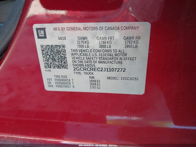 2GCRCREC2J1107272 Chevrolet l83 - sidi: spark ignited direct injection, vvt: variable valve timing, afm, e85 max, alum