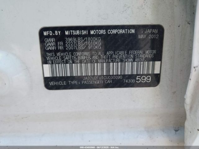 2012 MITSUBISHI LANCER JA32U2FU1CU030090 Photo 8