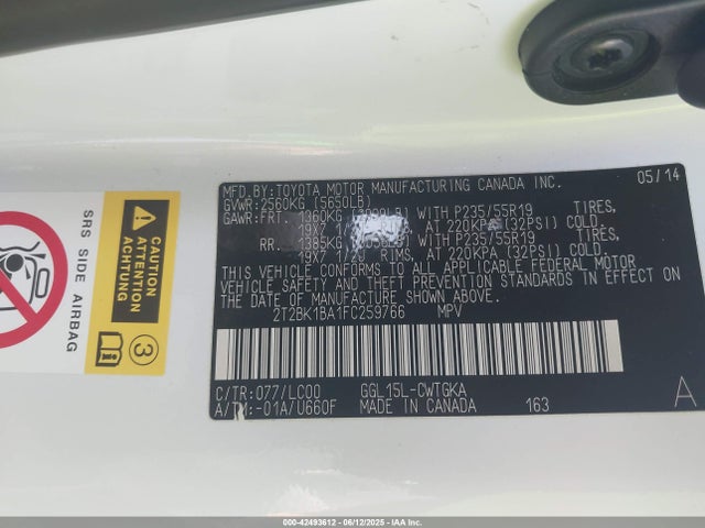 Lexus 2gr-fe 2015 2T2BK1BA1FC259766 Image 9