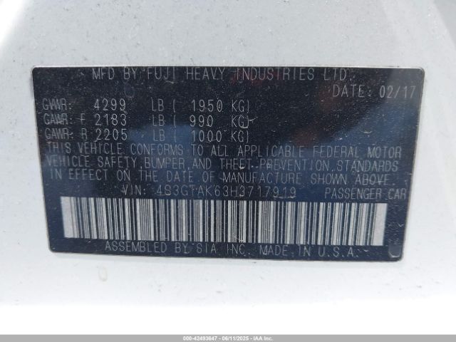 4S3GTAK63H3717919 Subaru Impreza 2.0i Sport