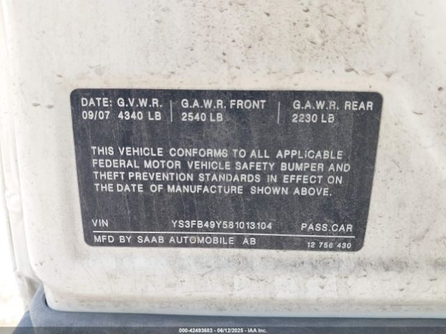 2008 SAAB 9-3 YS3FB49Y581013104 Photo 8