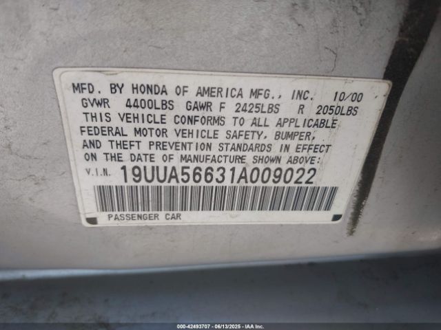 2001 ACURA TL 19UUA56631A009022 Photo 8