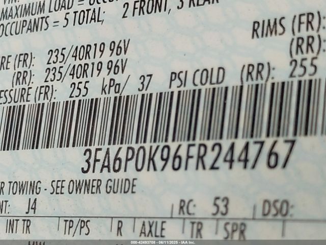 3FA6P0K96FR244767 Ford Fusion Titanium