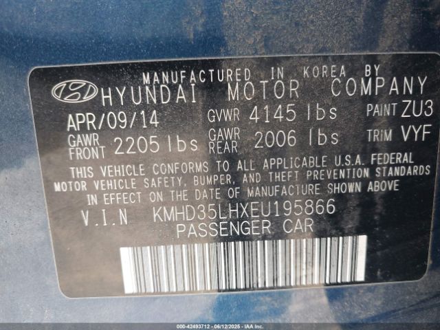 KMHD35LHXEU195866 Hyundai ELANTRA GT