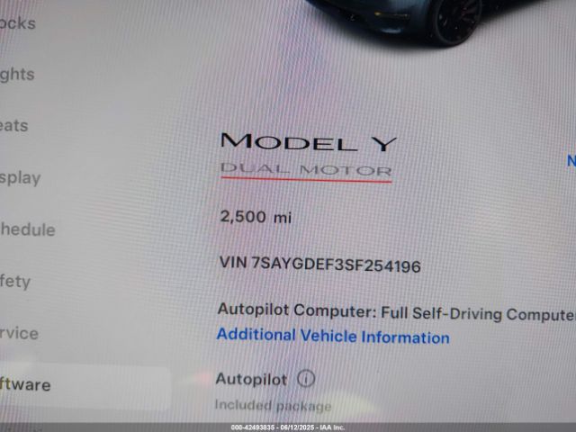 2025 TESLA MODEL Y 7SAYGDEF3SF254196 Photo 6