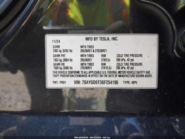2025 TESLA MODEL Y 7SAYGDEF3SF254196 Photo 8