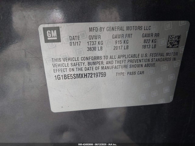 1G1BE5SMXH7219759 Chevrolet le2 -di: direct injection, vvt: variable valve timing, gen, alum