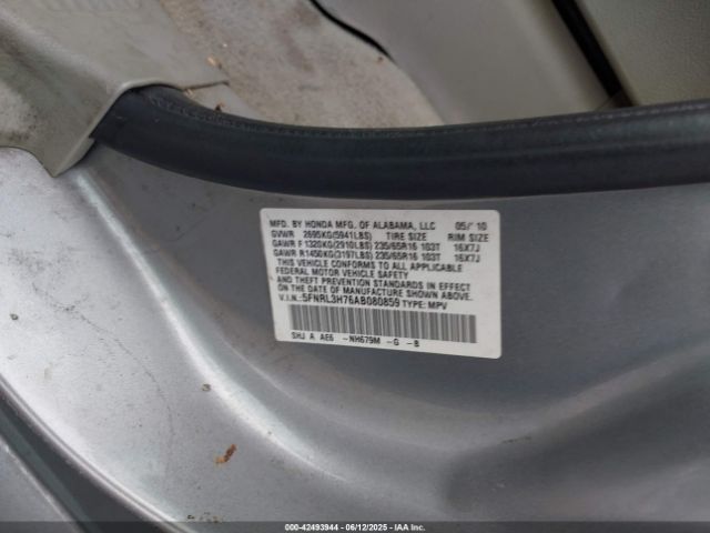 2010 HONDA ODYSSEY 5FNRL3H76AB080859 Photo 8