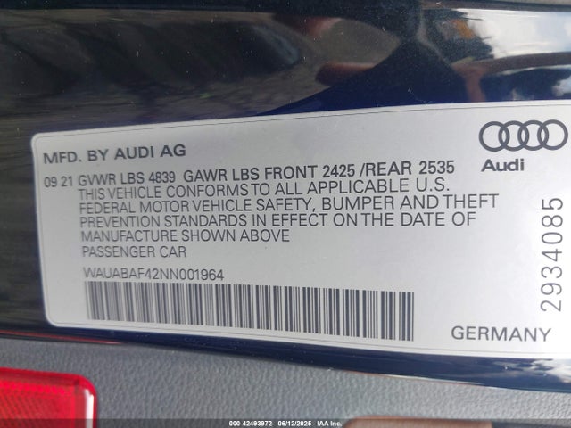2022 AUDI A4 WAUABAF42NN001964 Photo 8