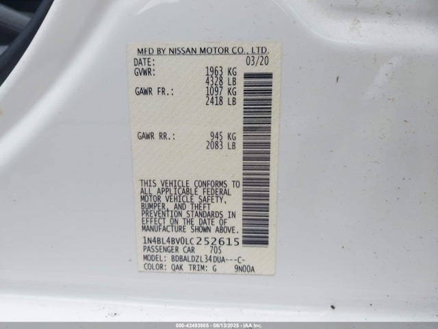 Nissan Altima 2020 1N4BL4BV0LC252615 Image 9