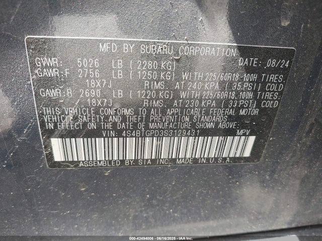 4S4BTGPD3S3129431 Subaru u4