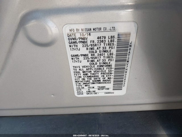 Nissan 2017 2017 JN8AT2MV7HW004332 Image 9