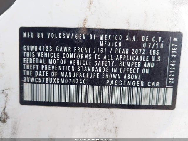 Volkswagen 1.4 tsi 2019 3VWC57BUXKM078340 Image 9