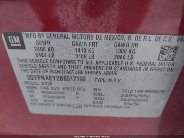 2011 CADILLAC SRX 3GYFNAEY2BS517192 Photo 8
