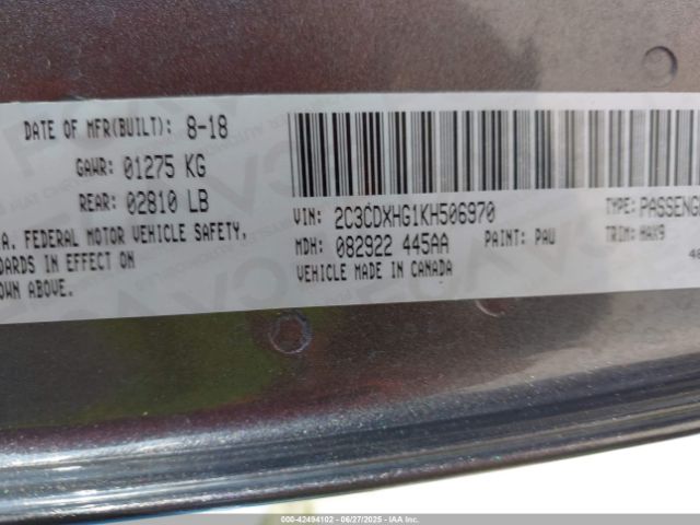 2019 DODGE CHARGER 2C3CDXHG1KH506970 Photo 8
