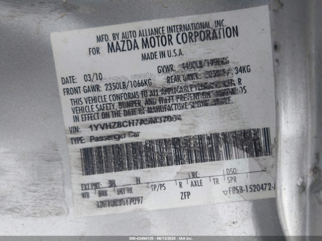 2010 MAZDA MAZDA6 1YVHZ8CH7A5M37064 Photo 8