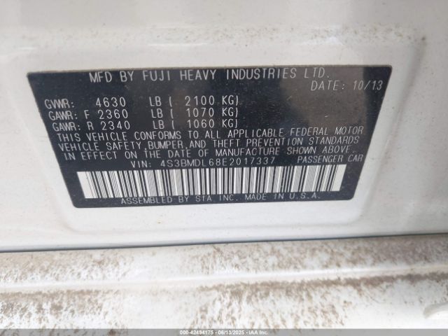 4S3BMDL68E2017337 Subaru 3.6na u5