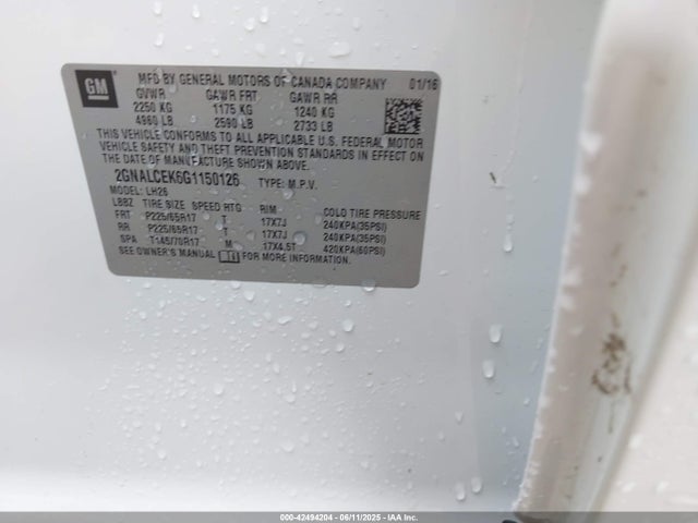 2GNALCEK6G1150126 Chevrolet EQUINOX LT
