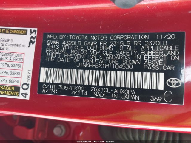 JTNKHMBX1M1104530 Toyota C-HR XLE