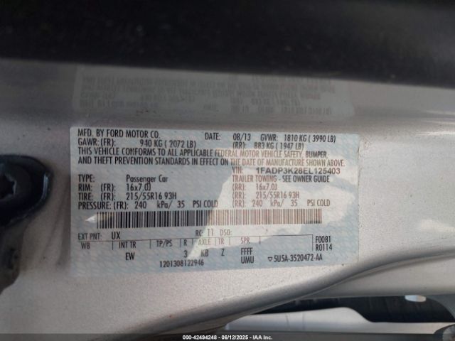 1FADP3K28EL125403 Ford FOCUS SE