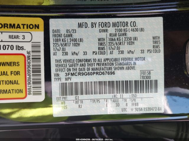 2023 FORD BRONCO SPORT 3FMCR9G60PRD67696 Photo 8