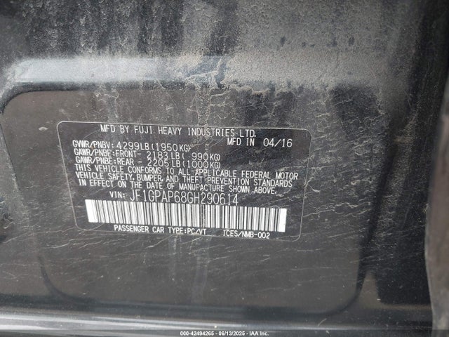 Subaru 2.0l na 2016 JF1GPAP68GH290614 Image 9