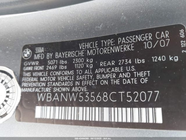 2008 BMW 550I WBANW53568CT52077 Photo 8