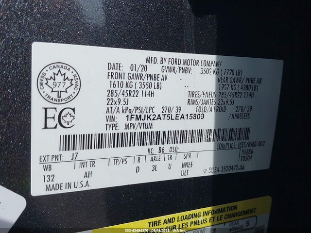 Ford 3.5l gtdi 2020 1FMJK2AT5LEA15809 Image 9