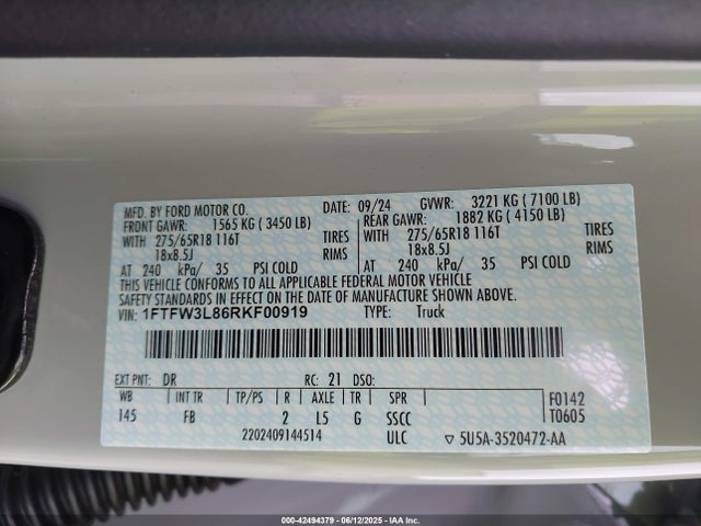 Ford gtdi 2024 1FTFW3L86RKF00919 Image 9