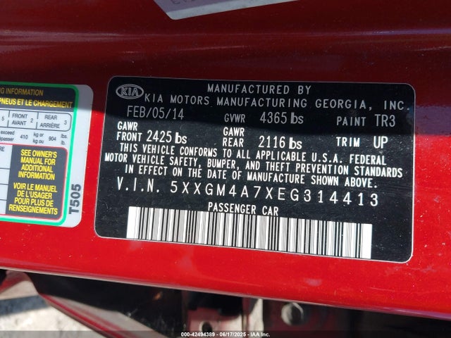 5XXGM4A7XEG314413 KIA dohc gdi theta ii