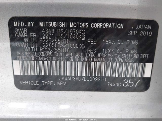 2020 MITSUBISHI OUTLANDER SPORT JA4AP3AU7LU009210 Photo 8