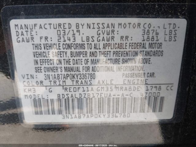 2019 NISSAN SENTRA 3N1AB7AP0KY336780 Photo 8