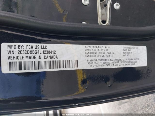 2C3CDXBG4LH238412 Dodge Charger Sxt Rwd