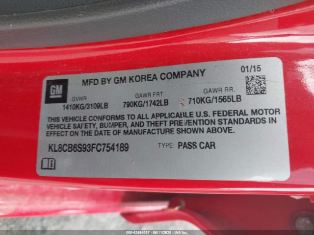 KL8CB6S93FC754189 Chevrolet Spark Ls Cvt