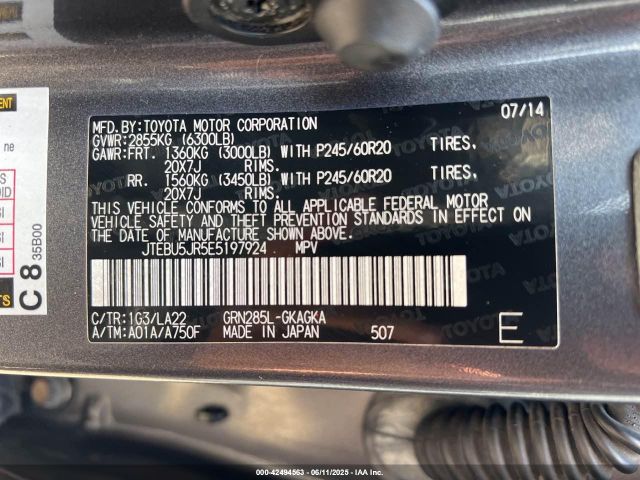 JTEBU5JR5E5197924 Toyota 4runner Sr5/limited/trail