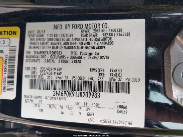 2018 FORD FUSION 3FA6P0K91JR209983 Photo 8