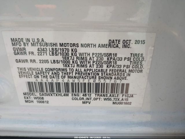 2015 MITSUBISHI OUTLANDER SPORT 4A4AP4AW5FE055767 Photo 8