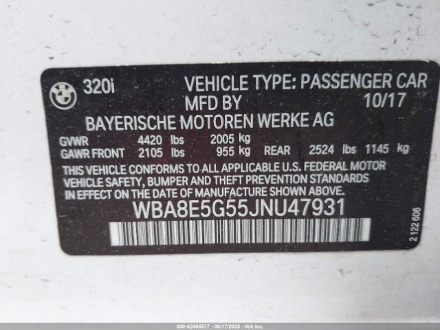 2018 BMW 320I WBA8E5G55JNU47931 Photo 8