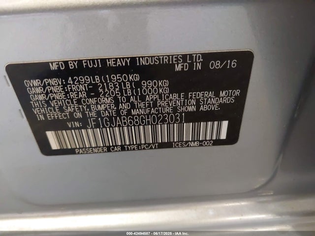 JF1GJAB68GH023031 Subaru 2.0l na