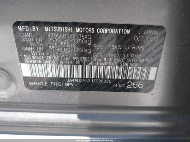 2018 MITSUBISHI OUTLANDER JA4AD3A33JZ020320 Photo 8