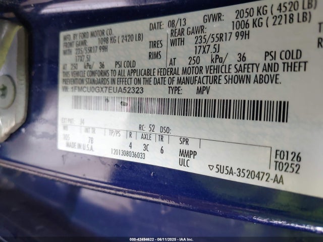1FMCU0GX7EUA52323 Ford 2014