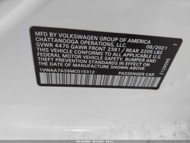 2021 VOLKSWAGEN PASSAT 1VWAA7A39MC015312 Photo 8