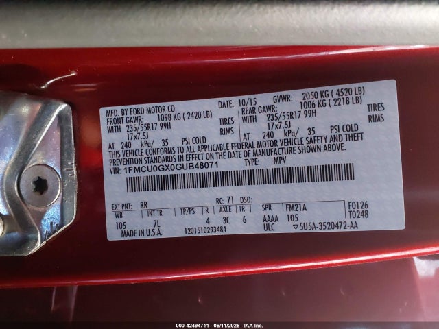 1FMCU0GX0GUB48071 Ford 2016